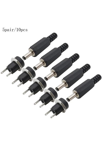 AOKIN 5 pairs 5Pairs 5.5x2.1mm DC Power Supply Male Plug + Female Jack Panel Mount Solder Wire Connector 5
