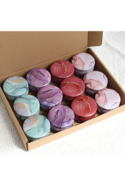 Choice علب شموع بنقشة رخامية، 12 قطعة، 2.2 أونصة، 4 ألوان متنوعة - حاويات حدي...