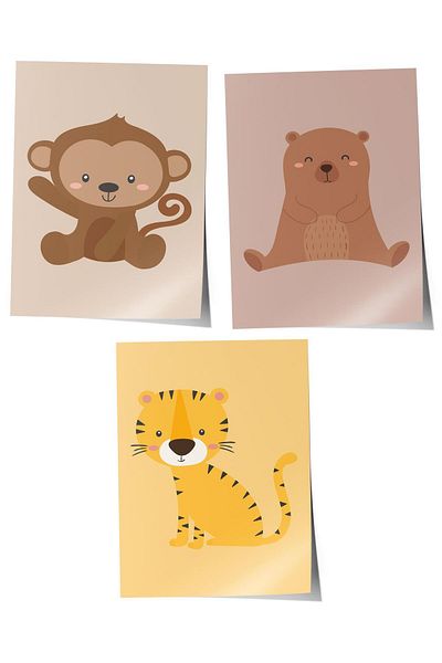 Postifull Baby Room Painting Set of 3, Baby Room Wall Decor, Kids Room Decor, Frameless Poster