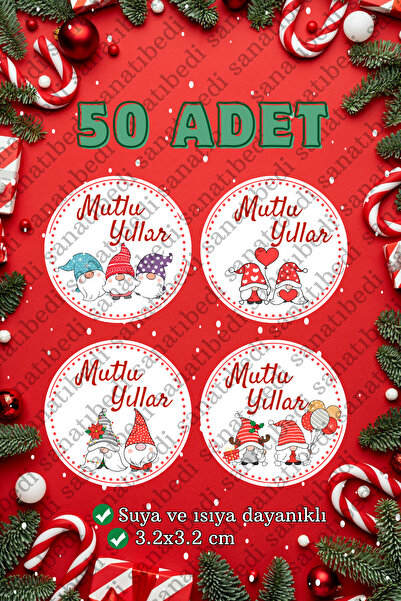 sanatıbedi Srećna Nova godina - 50 komada naljepnica sa patuljcima - božićno ...