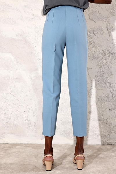 TUĞÇE ÖZER BUTİK Light Blue Flat Front Trousers 5113