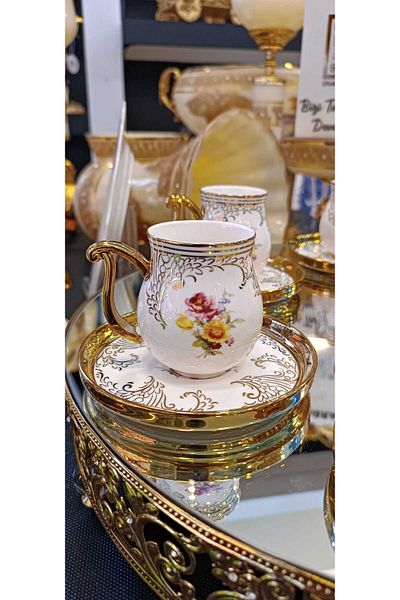 Kosova 6 Person Patterned Chuby Coffee Cup Set (Selena)