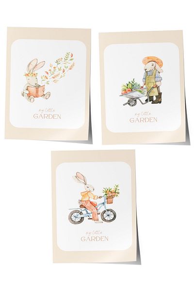 Postifull Baby Room Painting Set of 3, Baby Room Wall Decor, Kids Room Decor, Frameless Poster