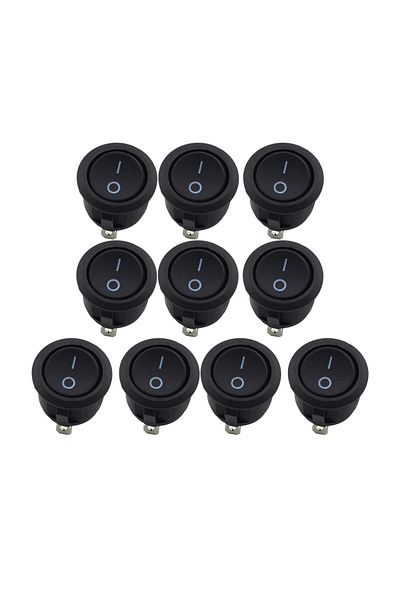 AOKIN 10Pcs SPST Snap-in ON-Off 2 Pin Round Snap Rocker Boat Switch Black AC 250V 6A 125V 10A for House...