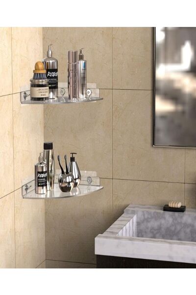 TUVA REKLAM Tuva Reklam Çok Amaçlı Pratik Modern Tasarımlı Şeffaf Pleksi Pasta Dilim Banyo Rafı (2 ADET)