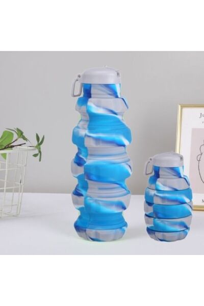 Livava زجاجة مياه قابلة للطي من السيليكون باللون الأزرق - 21x7