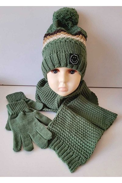 Kitti Set of 3 Scarf Beanie Gloves for 9-15 Years Old Boys