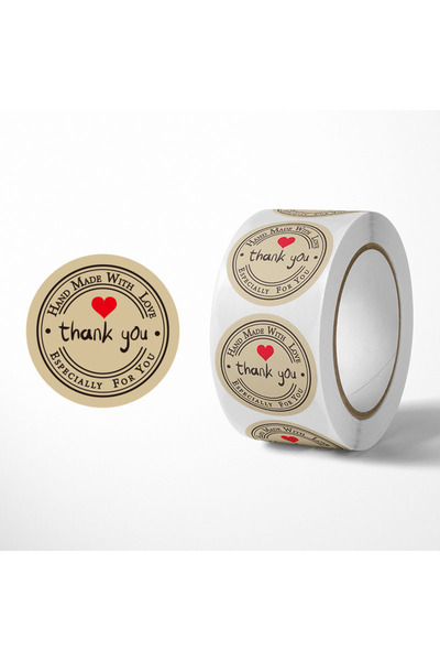 choice2 A39 500Pcs Kraft Paper Handmade with Love Thank YOU Stickers DlY Deco...