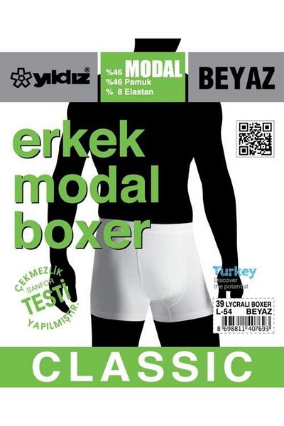 YILDIZ Star 39 White Modal Lycra Boxers