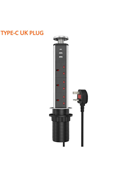 Choice مقبس بريطاني من النوع C، مقبس كهربائي منبثق مخفي للطاولة، وصلات طاقة USB من النوع C