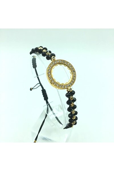 Tralles Takı Dorikalı Kristal Boncuklu Çeyreklik Çerçeveli Makrome Bileklik