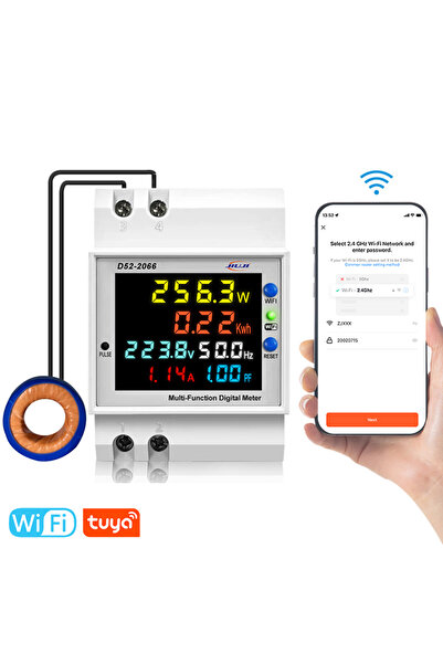 Choice عداد الطاقة الذكي Tuya WiFi من النوع الخارجي، مثبت على سكة DIN، مزود بمراقبة الجهد والتيار ومعامل القدرة والتردد