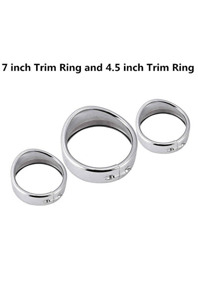 Choice1 Chrome set Motorcycle 7'' Headlight Visor Style Trim Ring + 4.5'' Aux...