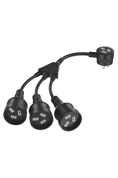 Choice سلك تمديد كهربائي أسود قياسي أسترالي، مقسم إلى ثلاثة أجزاء، مزود بمرفق...