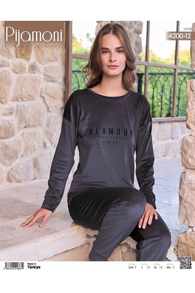 Pijamoni Γυναικείο Σετ Πιτζάμες Winter Crew Neck Lycra Soft Velvet 4200/12 - 1 Τεμάχιο