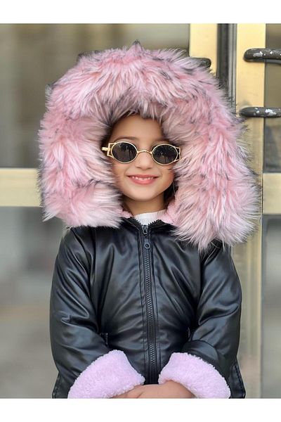 Kelebek Girl's Leather Coat