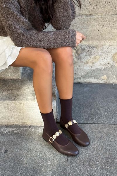 NİŞANTAŞI SHOES Krakow Brown Matte Accessoire Detail Damen-Ballerinas mit flacher Sohle