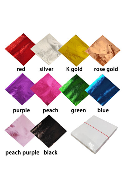 Choice مجموعة من 100 ورقة من ورق القصدير الذهبي الملون، 10 ألوان، 10 أوراق/أل...