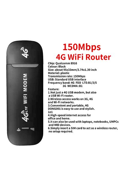 ALLOYSEED جهاز توجيه واي فاي لاسلكي 4G LTE بطاقة SIM 4G محمول 150 ميجابايت في الثانية مودم USB نقطة اتصال جيب دونجل محمول...