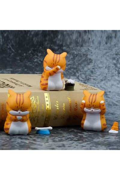 Choice 3PCS Random Box 3/1Pc Mini Cat Blind Box Anger Orange Cat Cute Figures Ornaments Mystery-box Office