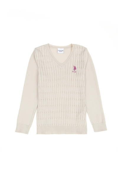 U.S. Polo Assn. سترة كريمية أساسية للفتيات 50275632 -VR071