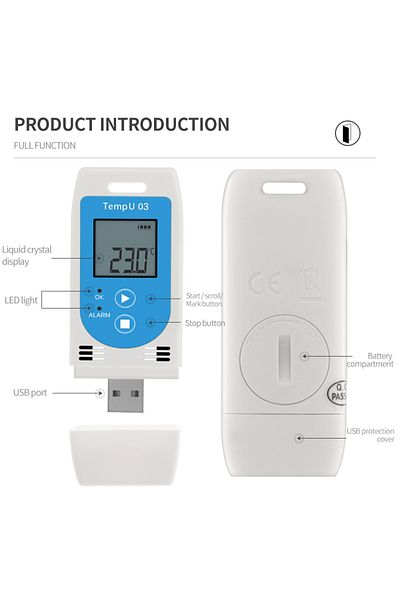 JUANJUAN TempU 03 USB Temp & Humidity Data Logger Reusable RH TEMP Data Logger Recorder Humiture Recording...