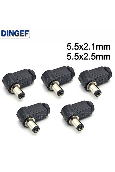 Choice 5.5x2.5mm 5pcs/lot 5.5x2.1mm Dc Plug 90 Degree Elbow 5.5x2.5mm Dc Power Plug Wiring Assembly Welding