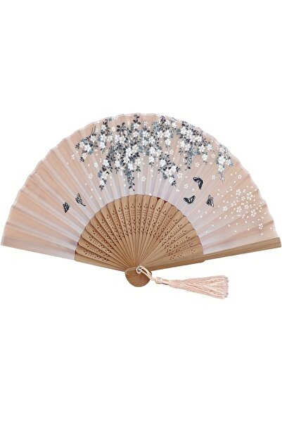 Choice مروحة يدوية قابلة للطي من قطعة واحدة مع شرابة، مروحة يدوية على الطراز الصيني والياباني، لوازم حفلات هدايا