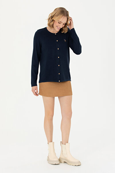 U.S. Polo Assn. Navy Blue Basic Knitwear Women's Cardigan - 50276610 -VR033