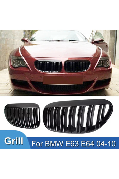 Choice Pulleco Car Front Bumper Kidney Grill Gloss Black Double Slat Grille For BMW 6 Series M6 E63 E64 ...