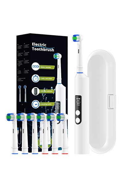 Choice فرشاة أسنان كهربائية دوارة ذكية، فرشاة أسنان دوارة قابلة لإعادة الشحن بـ 4 أوضاع مع 6 رؤوس، متوافقة مع...