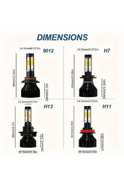 Choice 2pcs New 4 Sides H11 Car Led Bulbs 6000k White Light 26000lm 360 Beam Angle