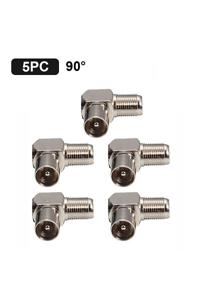 Choice 1 set 5Pcs/set 90 Degree Right Angled Cable Connector TV Aerial RF Coaxial Adapter F Female to TV Ma