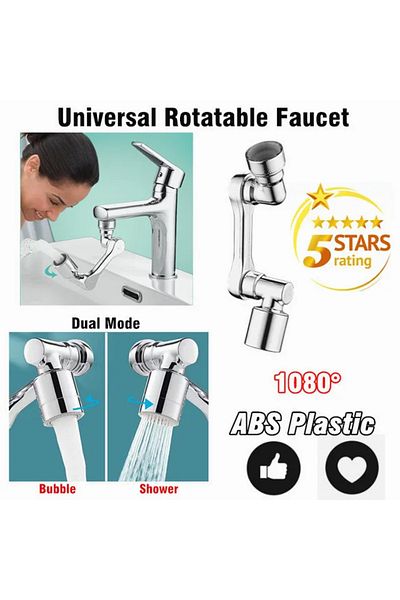 Halojaju 1080 Dual Mode 1 New 99% Universal 1080° Rotary Extender Faucet Aerator Robotic Arm Plastic Splash F