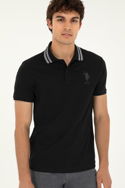 U.S. Polo Assn. Men's Slim Fit Polo Neck Black Basic T-Shirt 50279569-Vr046