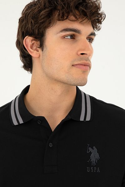 U.S. Polo Assn. Ανδρικό μπλουζάκι με λεπτή εφαρμογή Polo Neck Μαύρο Basic 50279569 -vr046