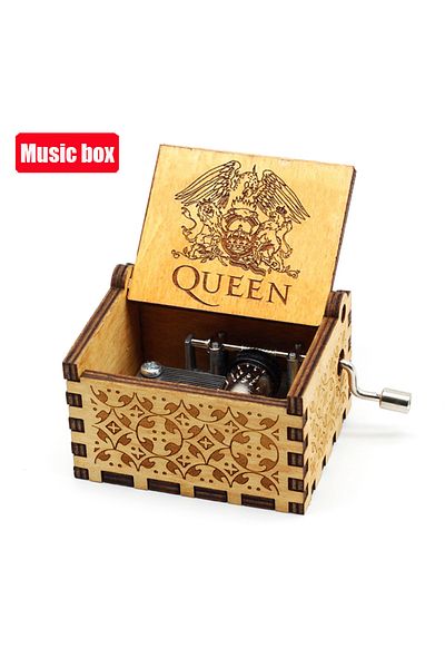 Choice Hot Antique carved Wooden Hand Crank Onepiece Music Box figure Happy Halloween Christmas Birthday...