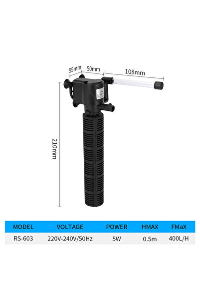 APWIKOGER جهاز تنقية المياه RS 603 EU 3 في 1، تهوية صامتة، مضخة داخلية، فلتر ...