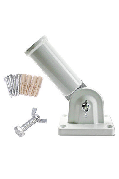 Alloet WHITE Flag Pole Mounting Bracket Flag Pole Holder Easy to Install Strong Flagpole Bracket Flag Pole