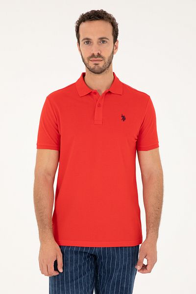 U.S. Polo Assn. Men's Slim Fit Polo Neck Red Basic T-Shirt 50279573 -Vr030