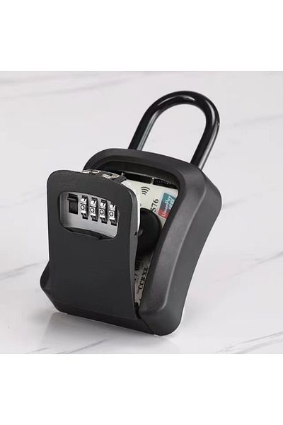 Choice Black Plastic Upgraded Wall Mounted Secure Key Safe With Key Lock Box Key Storage With 4-digit Passw