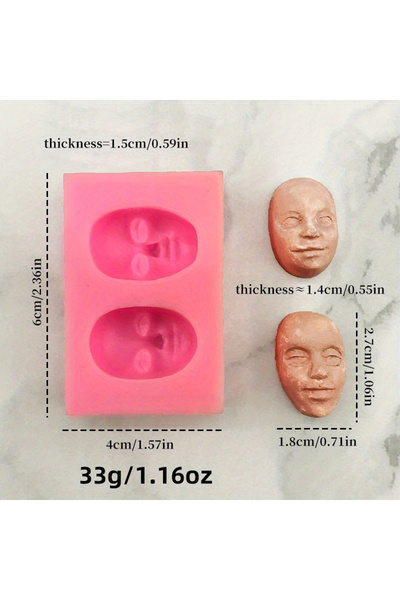 Choice قالب سيليكون وردي اللون، قطعة واحدة، ثلاثي الأبعاد على شكل وجه - قالب ...