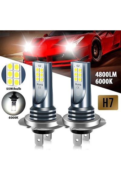 Car New 2pcs H4/H7 Led Headlight Bulb Kit Fog Light Bulbs High Low Beam 30000lm Super Bright 6500...