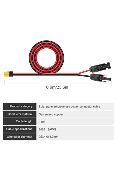 Choice 0.6M 0.6M/1.5M/3M XT60 Adapter to Female Plug Solar Connector Charge E...