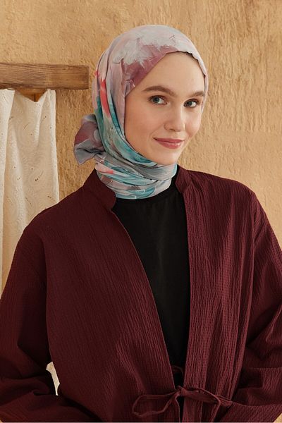 Modakaşmir Watercolor Abstract Pattern Bamboo Shawl