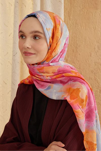 Modakaşmir Watercolor Abstract Pattern Bamboo Shawl