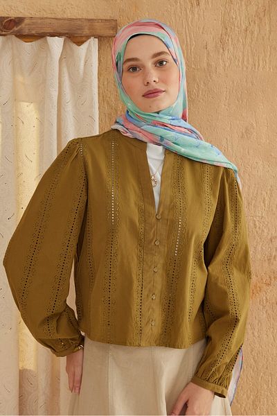 Modakaşmir شال من الخيزران بنمط تجريدي بألوان مائية