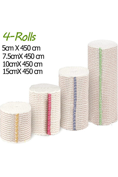 Choice 4-rolls 4 Rolls Premium Elastic Bandage Wrap,Cotton Latex Free Compression Bandage Wrap with Self-Cl