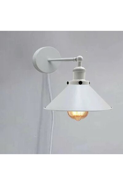 RİOLİGHT RETRO,VİNTAGE,RUSTİK BEYAZ HAREKETLİ BAŞLIK KABLOLU FİŞLİ DUVAR APLİK ŞAPKA ÇAPI:23CM