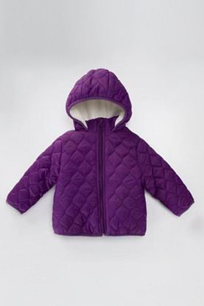 Minigimin Cicileri 1-10 Years Unisex Children's Coat - Quilted, Welsoft Flowers, Purple